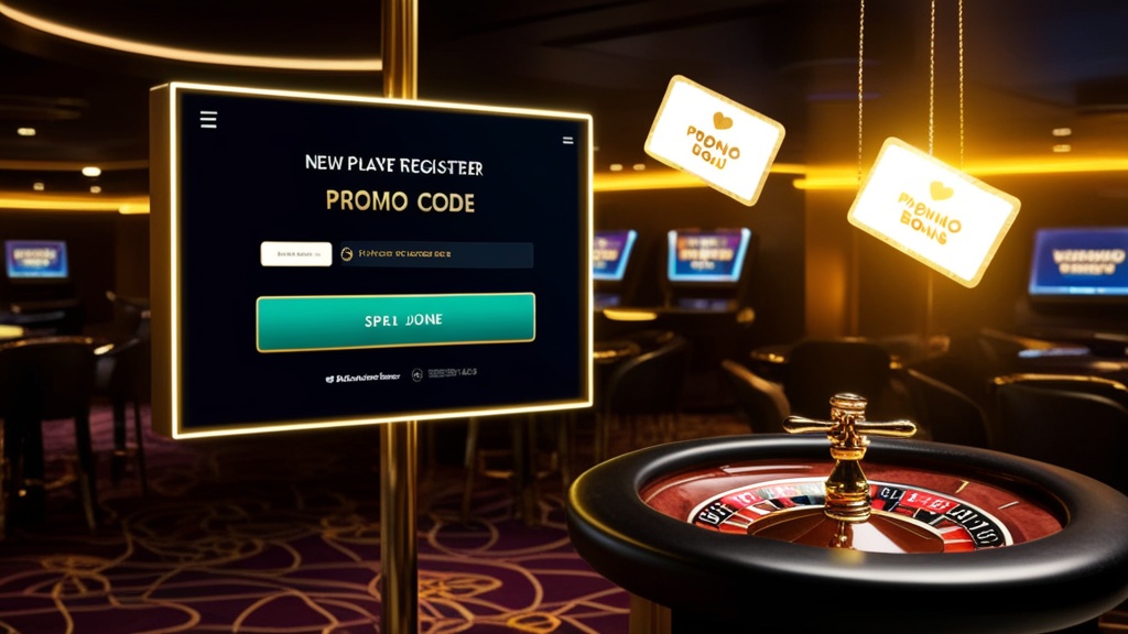Nieuwe speler bij registratie met promotiecode en welkomstbonus op een casino scherm